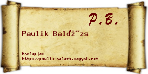 Paulik Balázs névjegykártya
