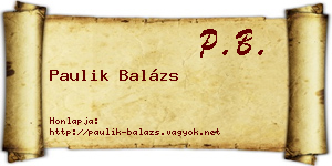 Paulik Balázs névjegykártya